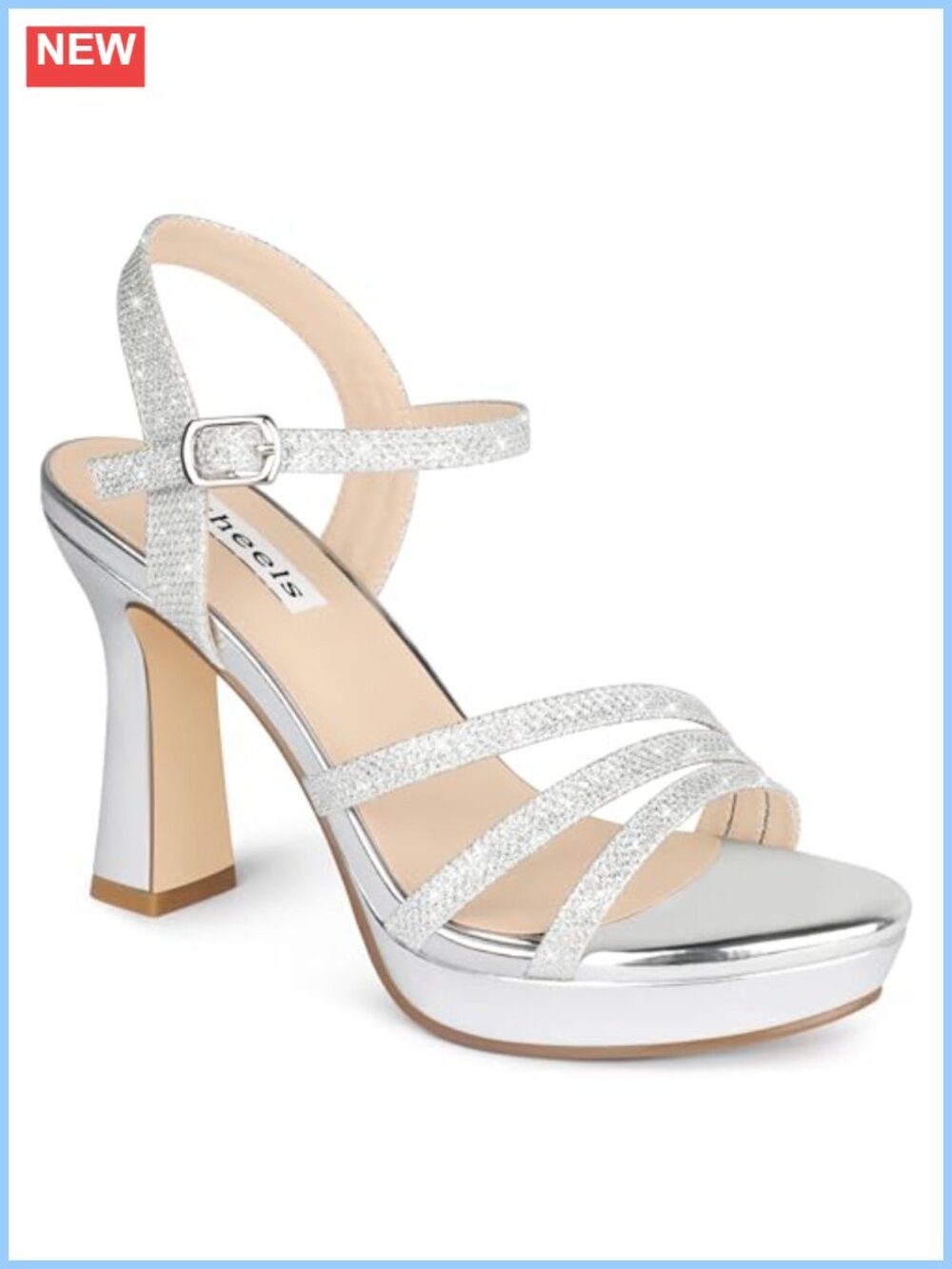 Chunky Platform Heeled Sandals Sparkly Strappy Ankle Strap Glitter